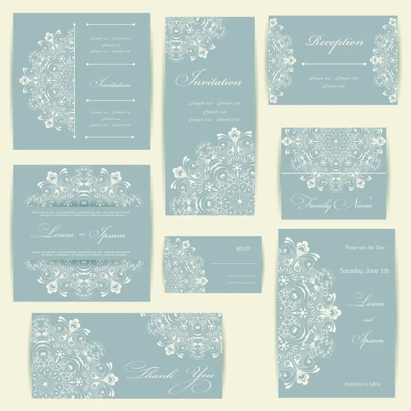 Tarjeta de invitación de boda con elementos florales. — Vector de stock