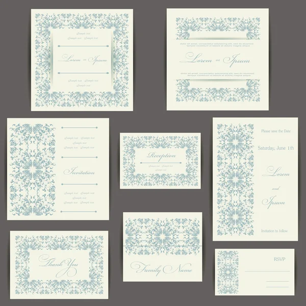 Carte d'invitation de mariage avec des éléments floraux. — Image vectorielle