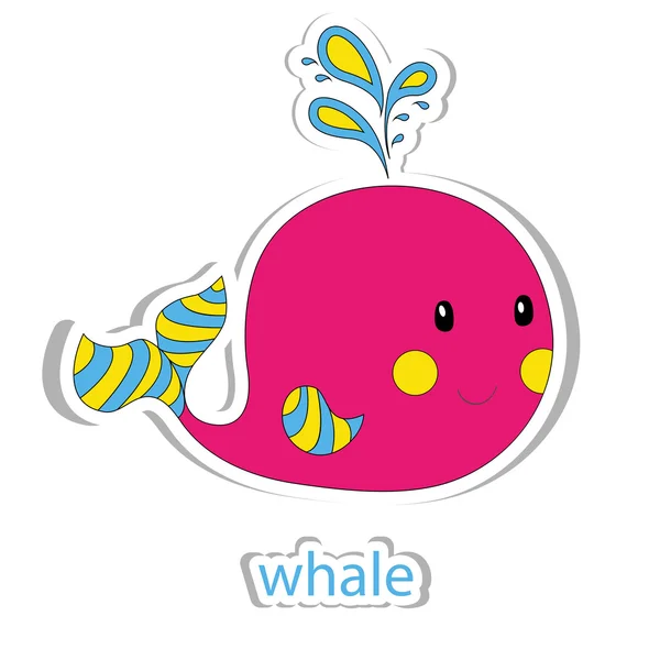 Baleine à dessin animé isolée sur blanc . — Image vectorielle