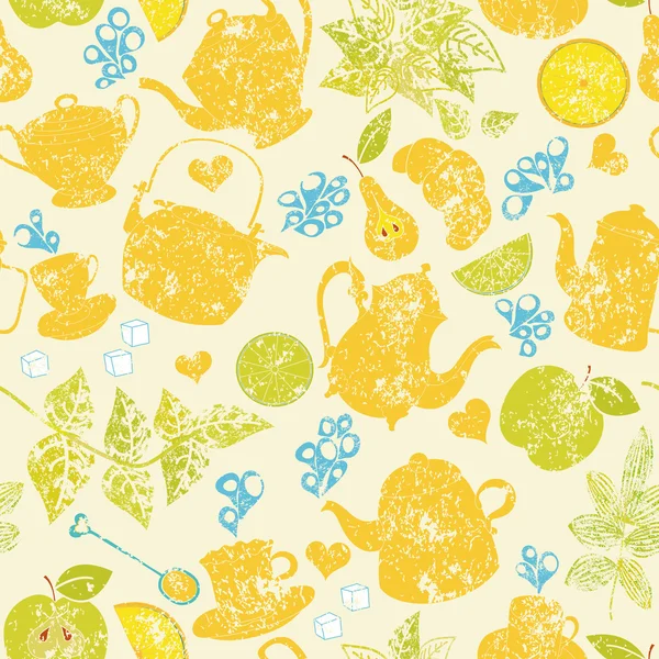 Seamless tea pattern — Stock Vector