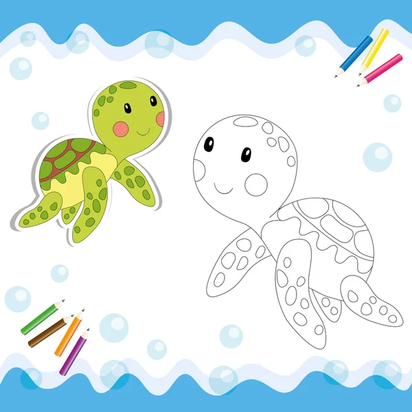 孤立的白色衬底上的卡通乌龟. — 图库矢量图片