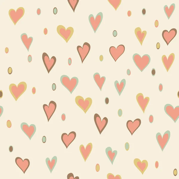 Cartoon hearts and circles seamless pattern. — Stock Vector