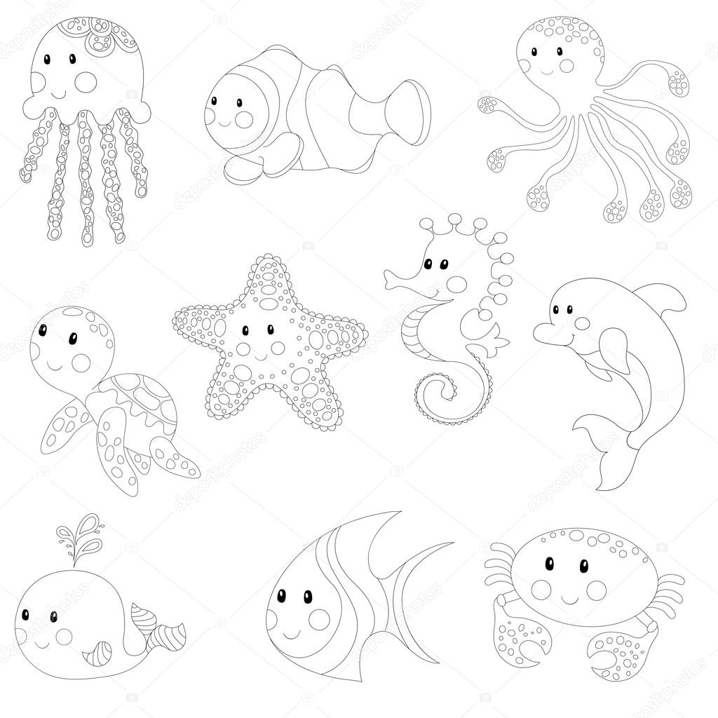 Cartoon sea creatures