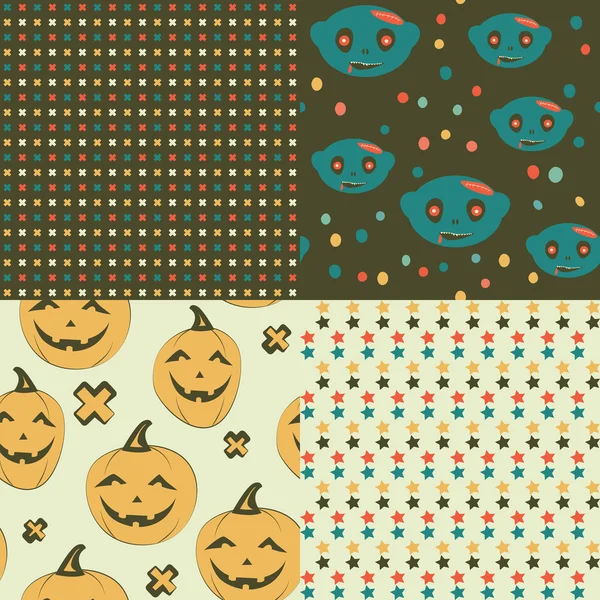 Conjunto de patrones sin costura de Halloween . — Vector de stock