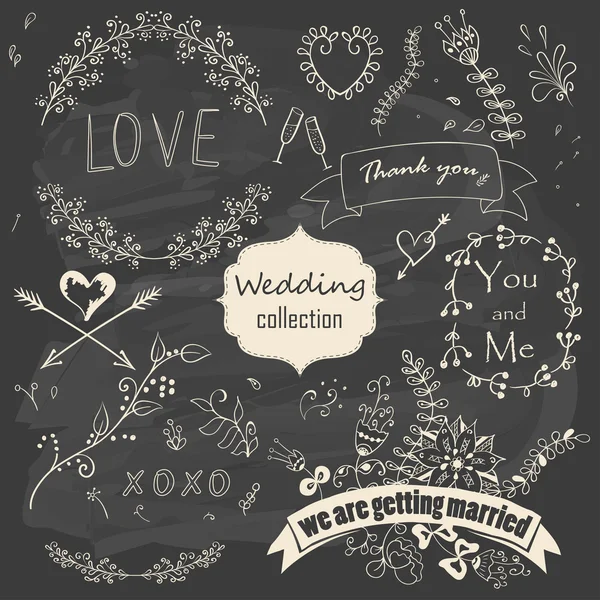 Boda colección romántica — Vector de stock