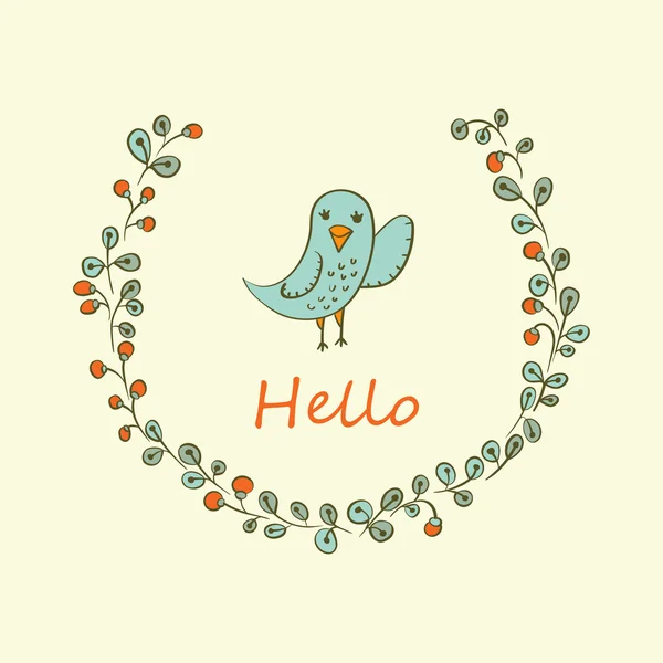 かわいい鳥や花 — ストックベクタ