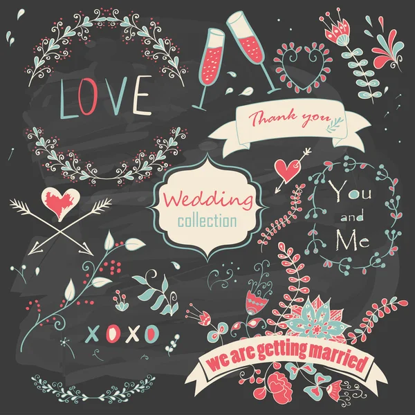 Bruiloft romantische collectie — Stockvector