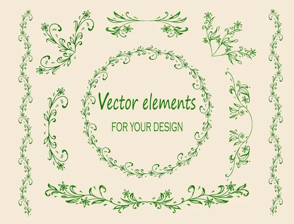 Elementos florales esbozados — Vector de stock