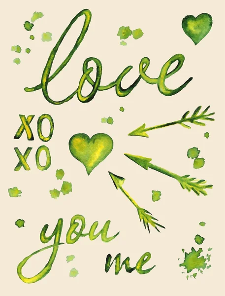 Aquarel Love letters — Stockvector