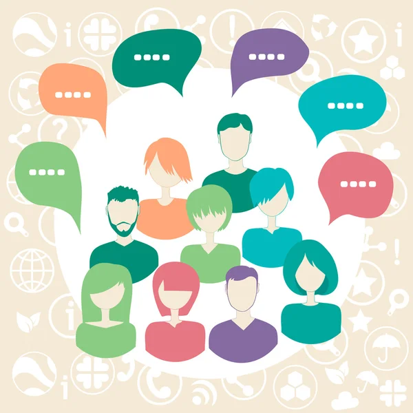 Bir grup insan tarafından sosyal simgeler çevrili.