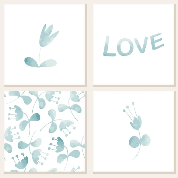 Arrière-plans floraux avec inscription amour — Image vectorielle