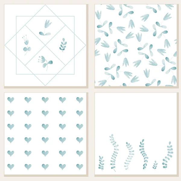 Floral backgrounds with hearts — Stock Vector