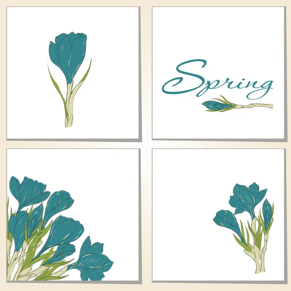 Cards with crocus spring flowers — Stock Vector