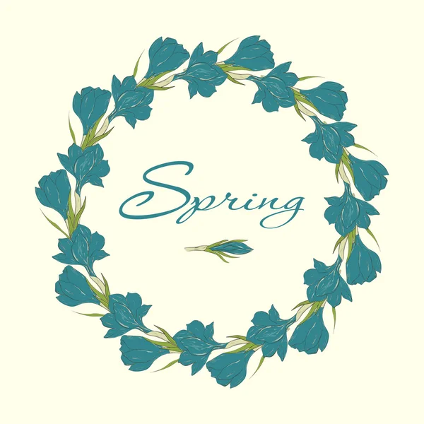 Grinalda com flores de primavera de croco — Vetor de Stock