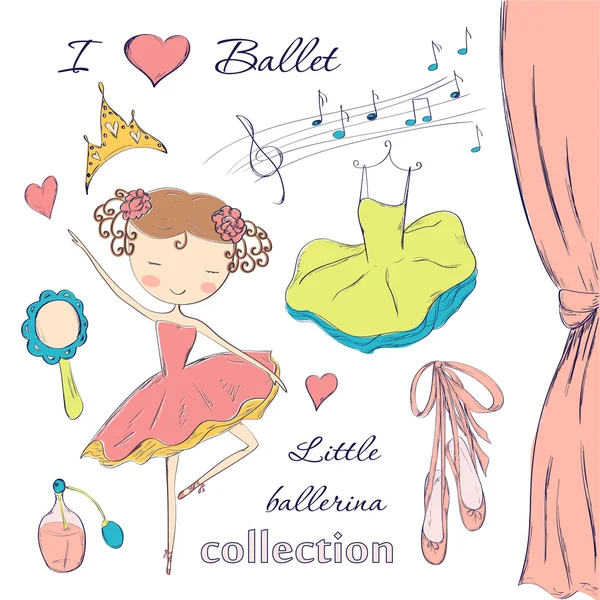 Ballerina und Accessoires — Stockvektor