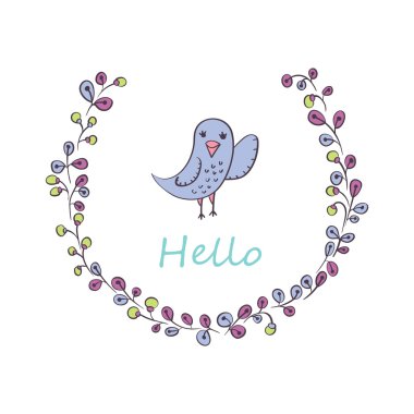 kuş ile tebrik kartı.