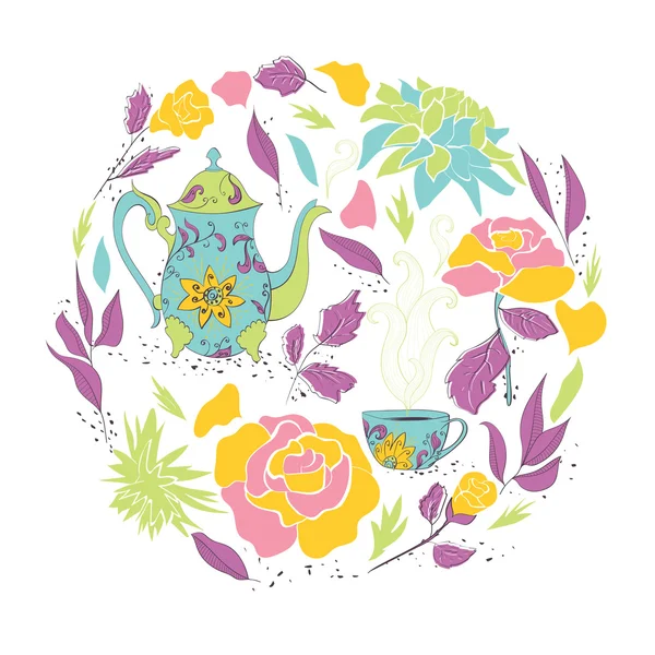 Tarjeta para fiesta de té — Vector de stock