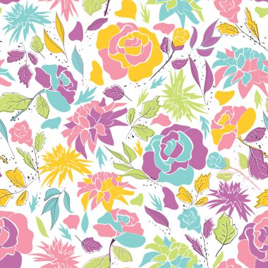 Karalama çiçekleriyle kusursuz desen.