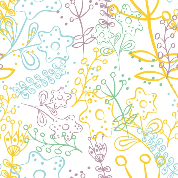 Seamless pattern with doodle flowers. — Stock Vector