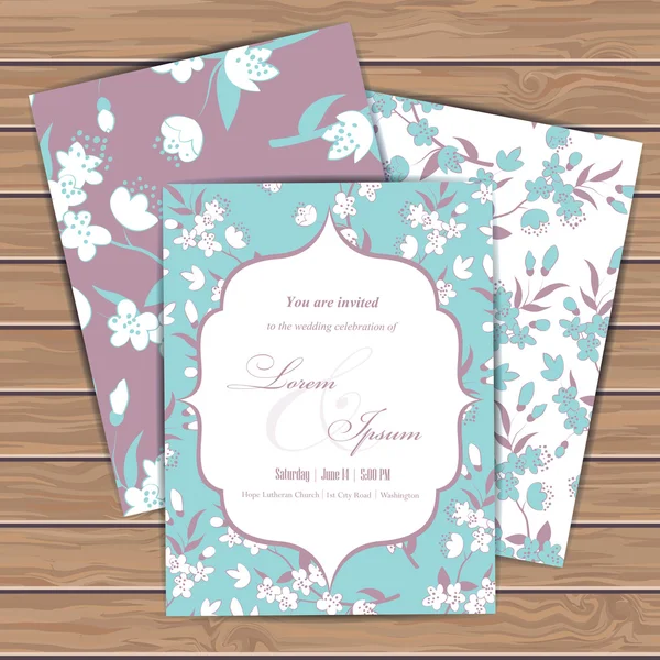 Tarjetas de felicitación con flores — Vector de stock