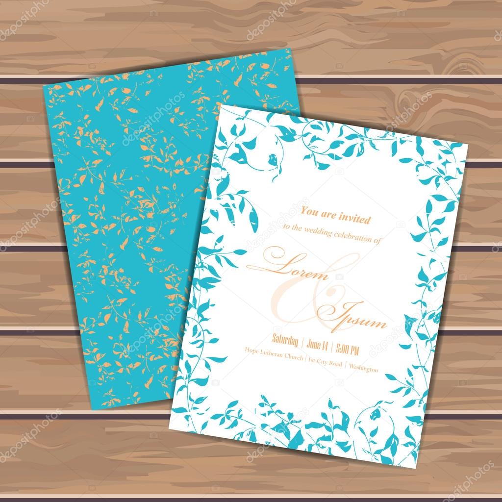 Greeting cards with grunge leaves
