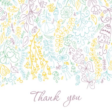 Doodle çiçekli kart.