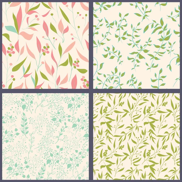 Set of floral seamles patterns. — Stock Vector