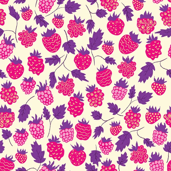 Raspberry seamless pattern — Stock Vector