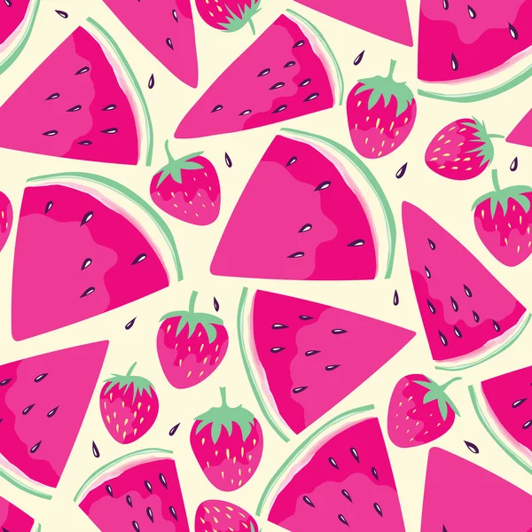 Wassermelone Scheiben nahtloses Muster — Stockvektor