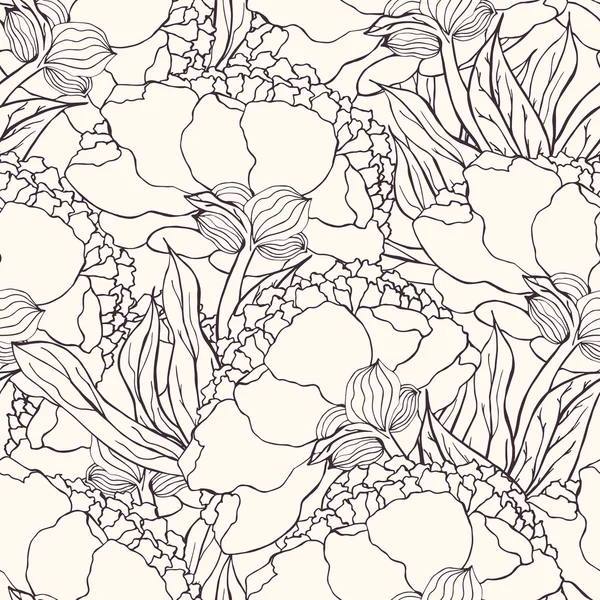 Naadloos patroon met handgetekende doodle bloemen — Stockvector