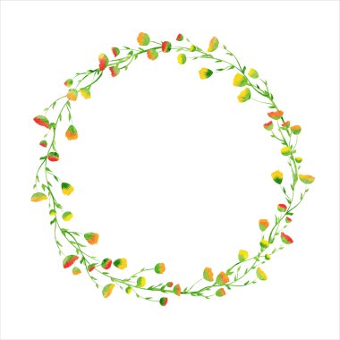 Card with watercolor flower wreath.