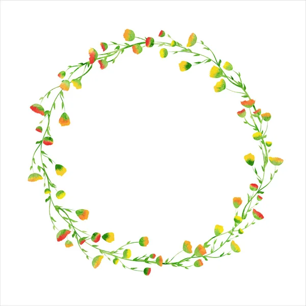 Card with watercolor flower wreath.