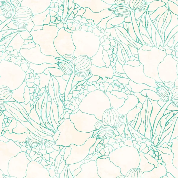 手描きの花でシームレスなパターン — ストックベクタ