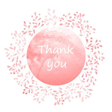 Thank you card with watercolor wreath.