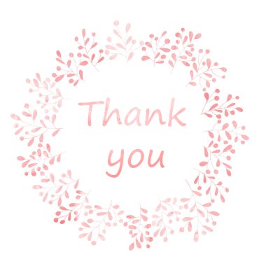 Thank you card with watercolor wreath.