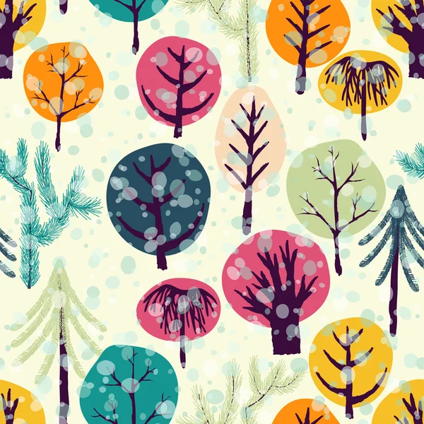 Winter forest seamless pattern. — Stock Vector