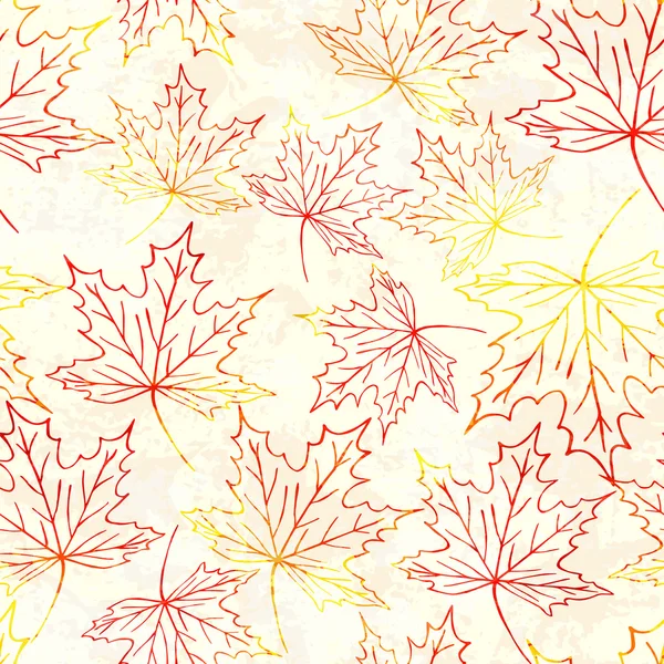 Seamless pattern with watercolor maple leaves — Stock Vector