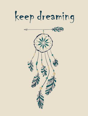 Yerli Hint asıllı Amerikalı dreamcatcher kartıyla