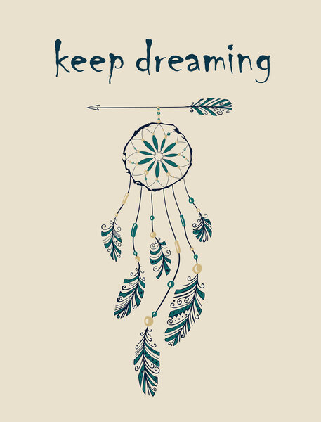 Card with native Indian-American dreamcatcher