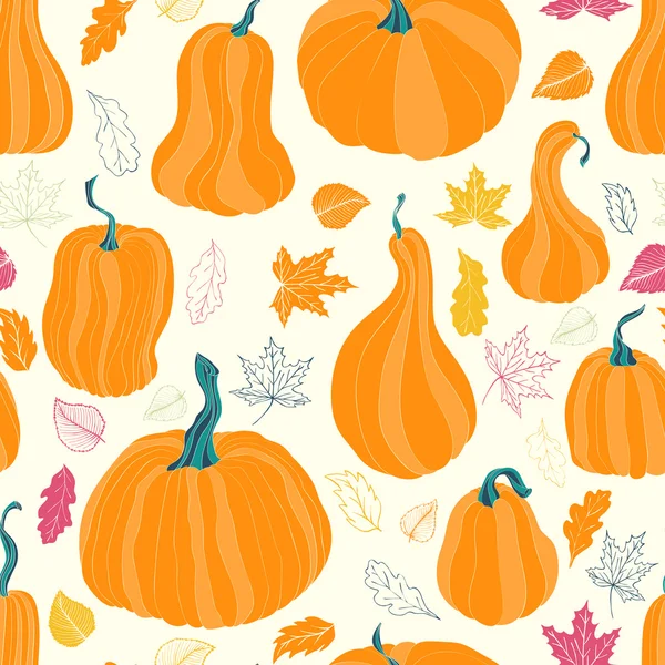 Otoño Calabazas y hojas. — Vector de stock