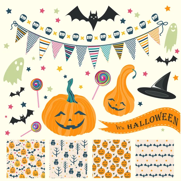 Halloween seamless patterns — Stock Vector