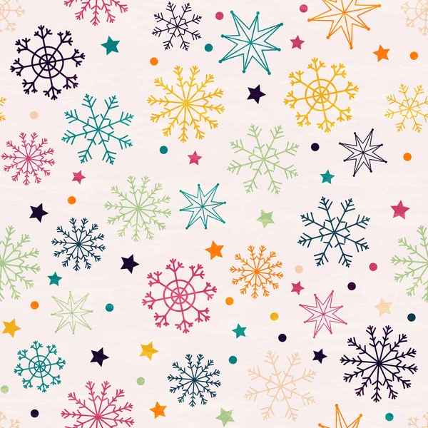 Modèle sans couture avec flocons de neige multicolores . — Image vectorielle