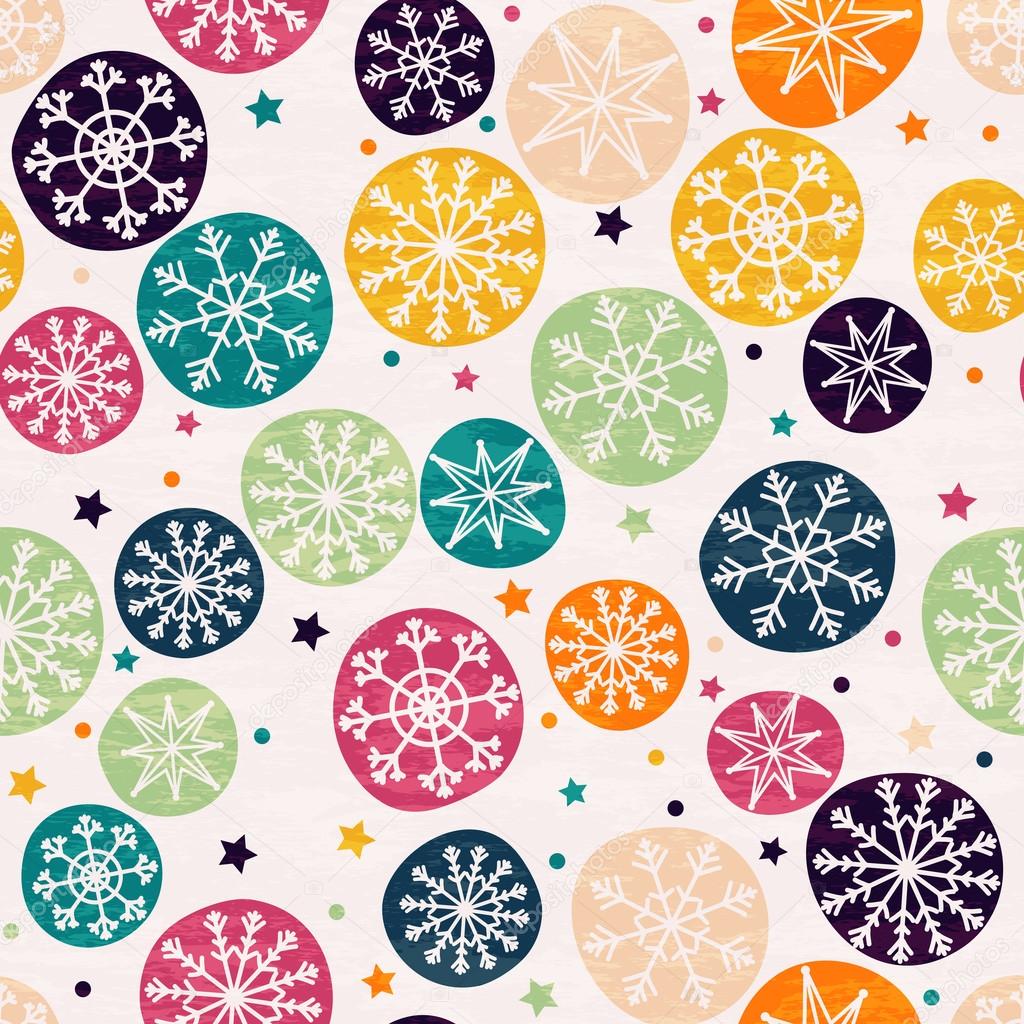 Seamless pattern with multicolored snowflakes.