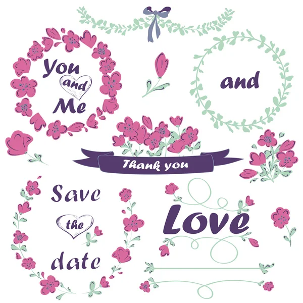 Collezione Wedding and Valentines Day — Vettoriale Stock