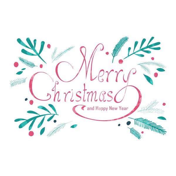 Merry Christmas hand lettering greeting card — Stock Vector