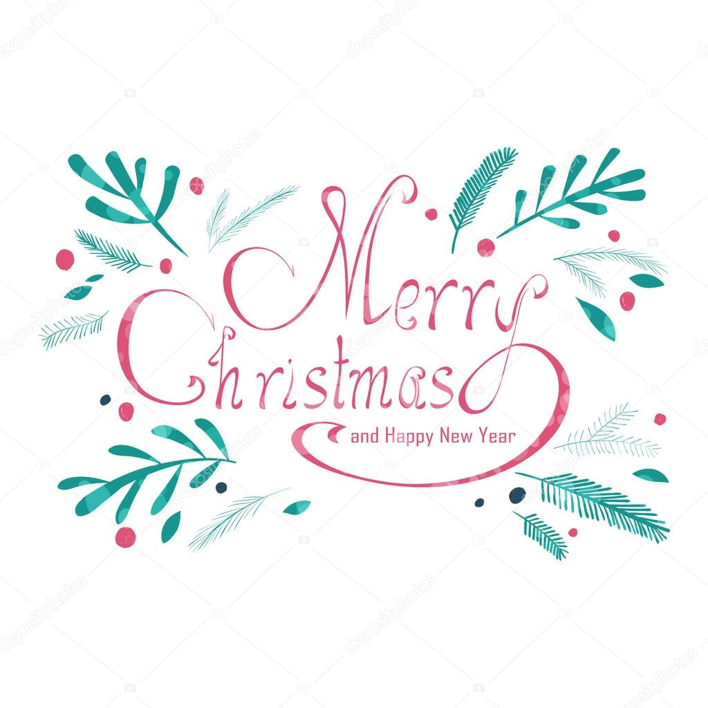 Merry Christmas hand lettering greeting card