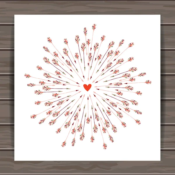 Tarjetas de San Valentín con corazón y flechas — Vector de stock