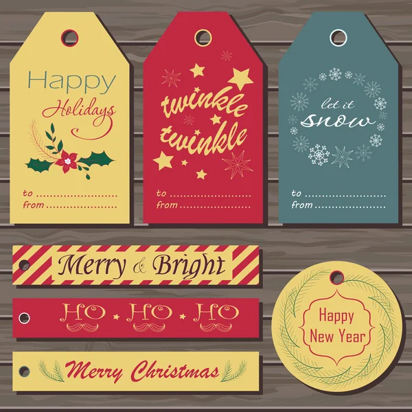Set di etichette regalo di Natale. — Vettoriale Stock