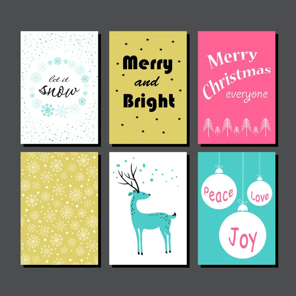 Colección de tarjetas de felicitación de Navidad . — Vector de stock