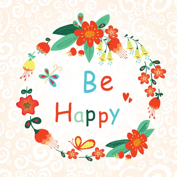 Soyez heureux carte Floral — Image vectorielle
